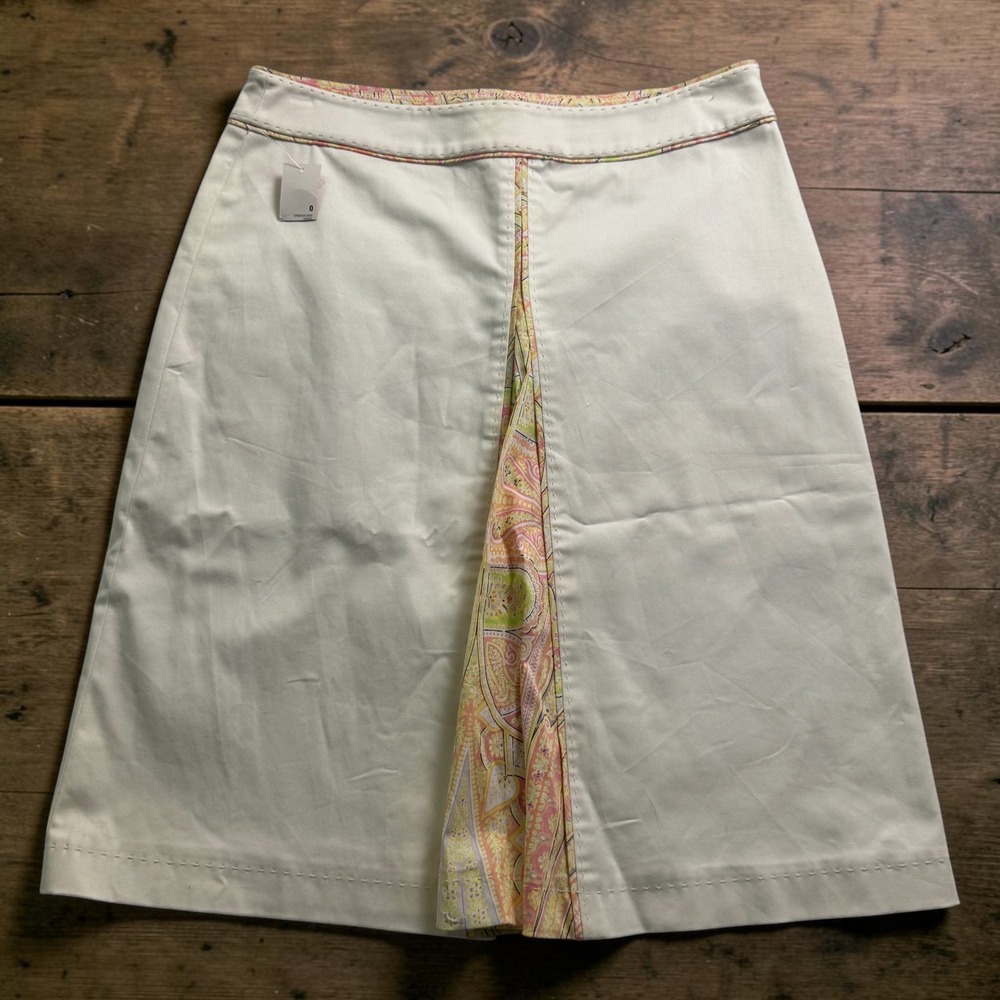Anne Klein Womens Off White Paisley Inset A-Line Skirt Size 0 G588U305